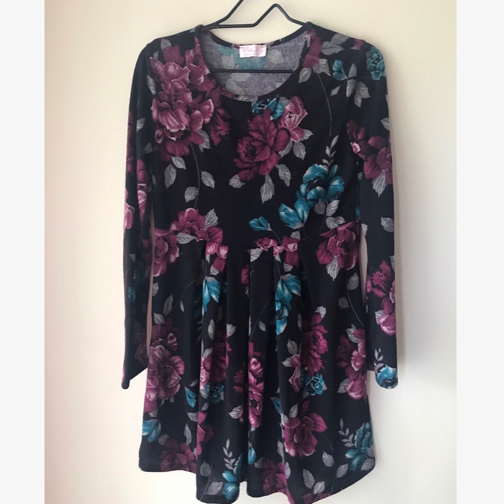 Long Sleeve Floral Pink Lily Dress